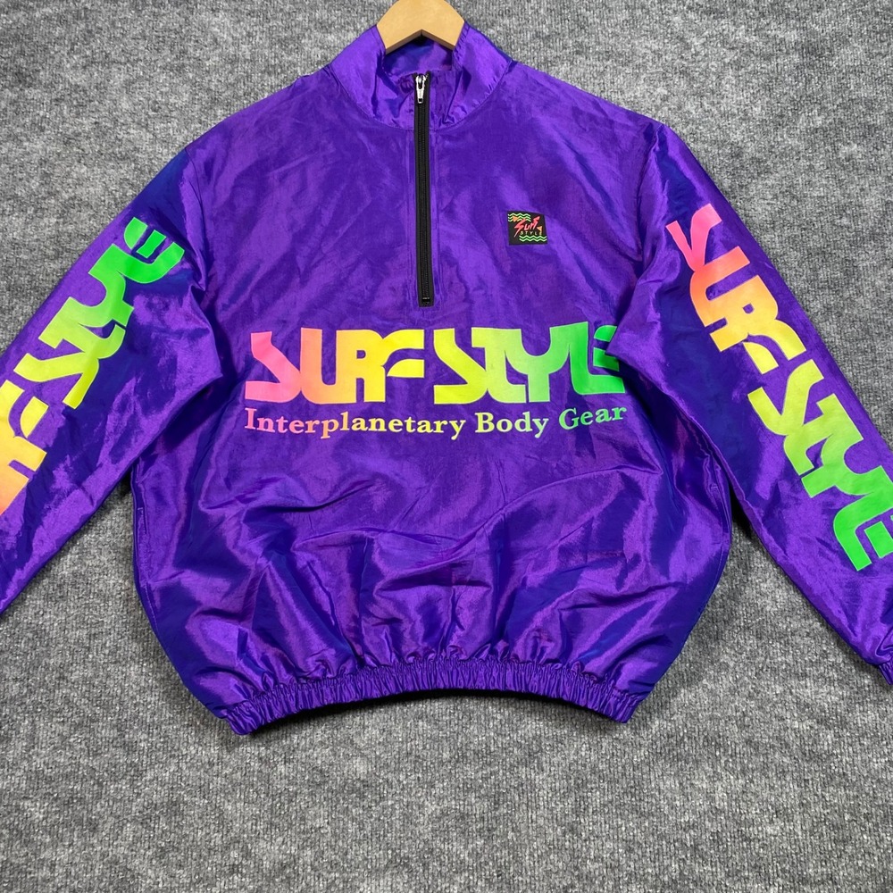Surf Style Interplanetary Body Gear Purple‎ Iridescent Windbreaker Small 90s - Picture 3 of 8